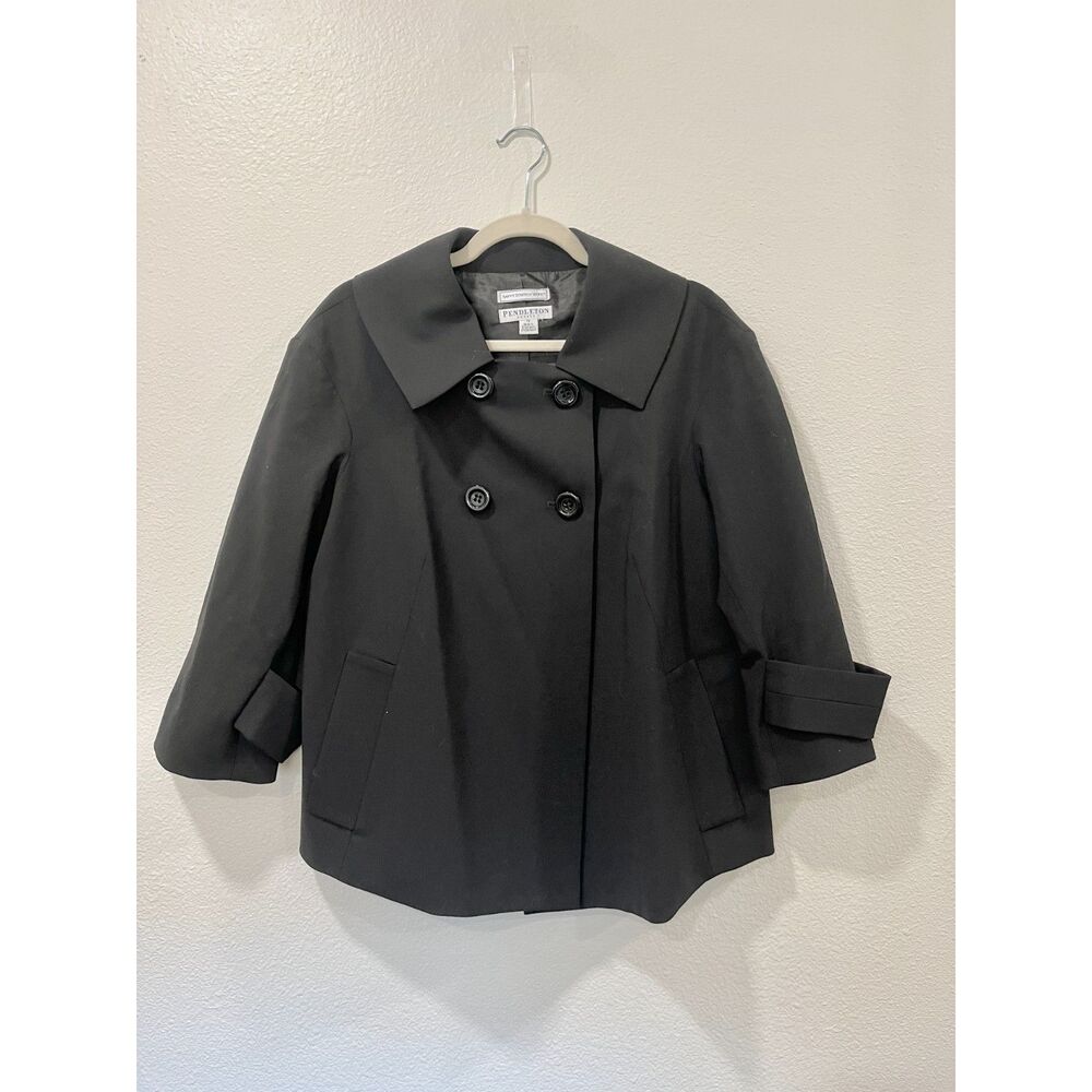 Black Wool Pendleton Trench Coat - image 1